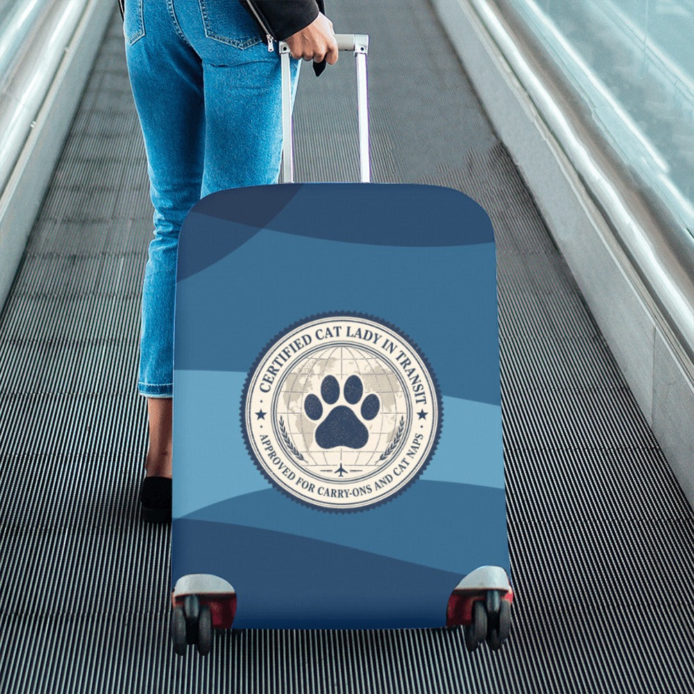 Certified Cat Lady in Transit – Checked Luggage Cover (26"–28") (Large Size)