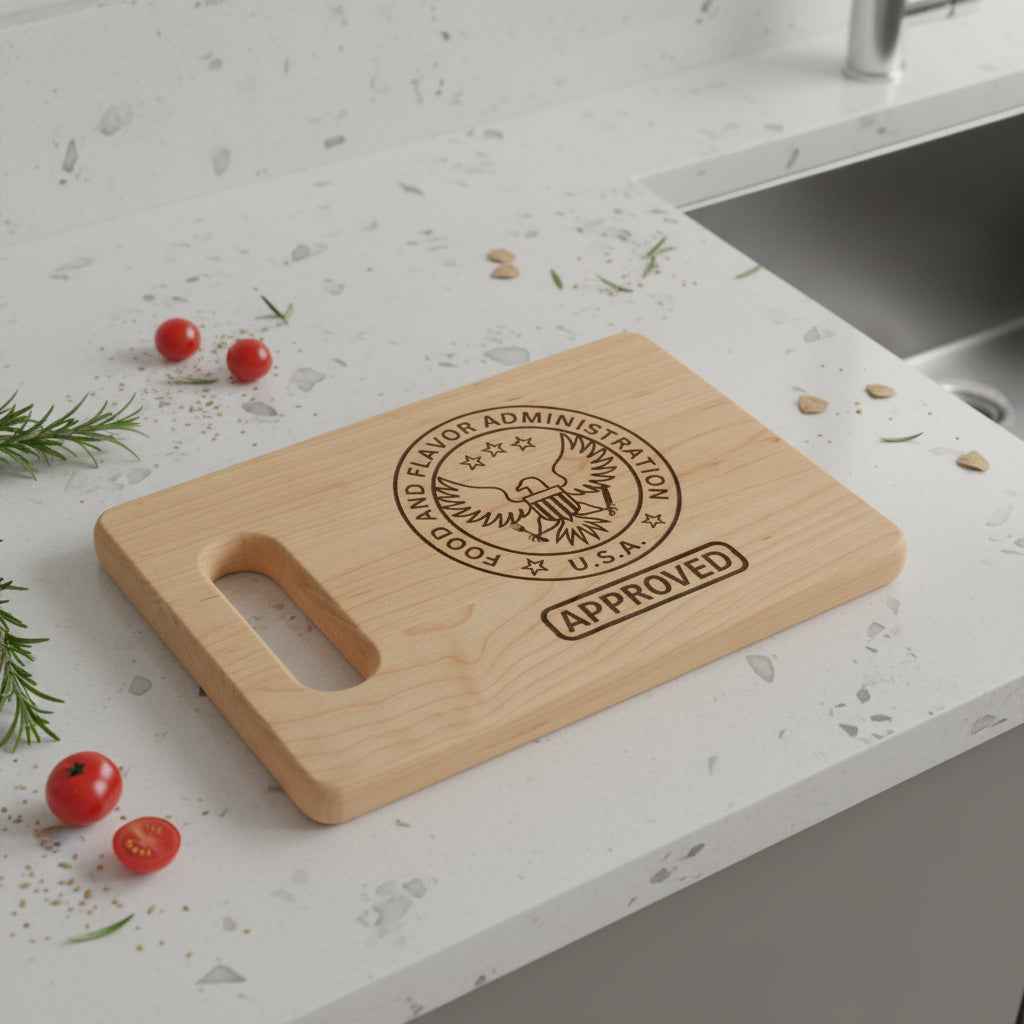Approved by the Food & Flavor Administration Cutting Board