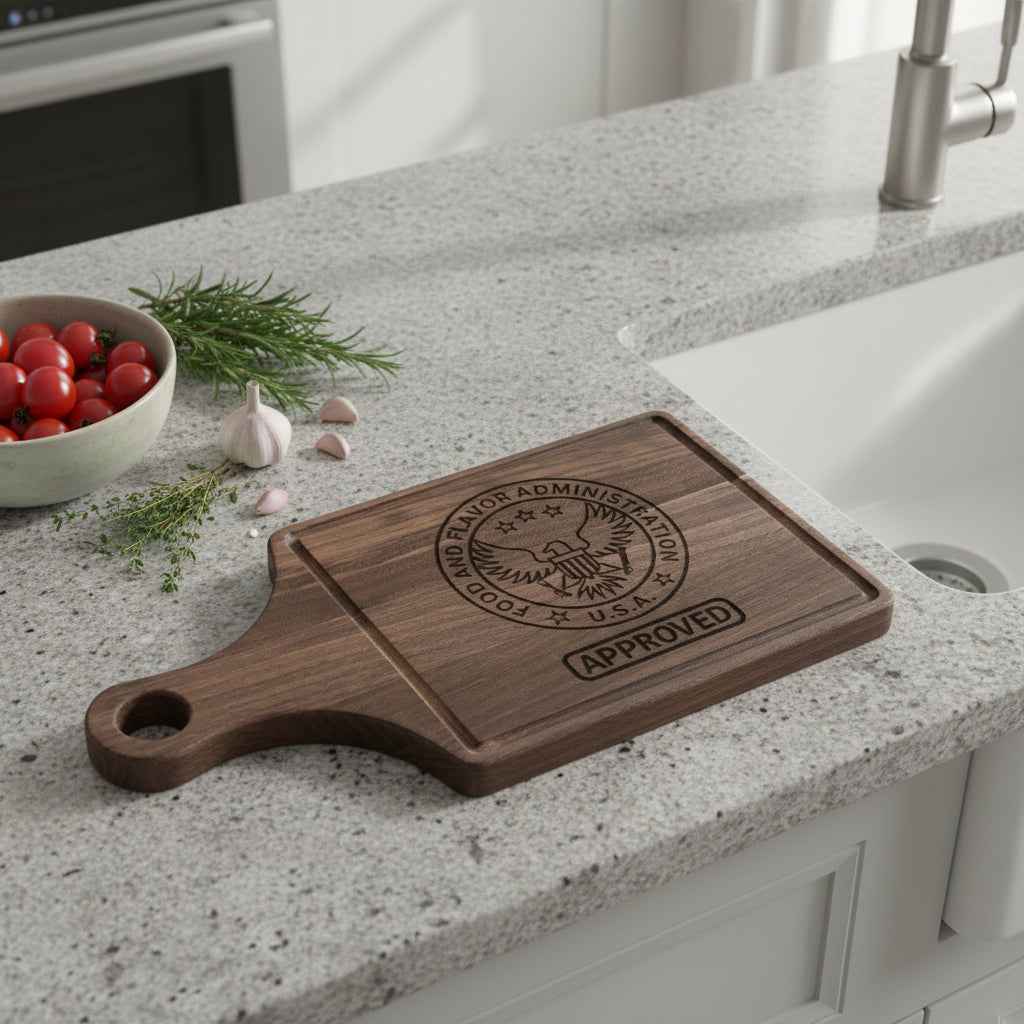 Approved by the Food & Flavor Administration Cutting Board