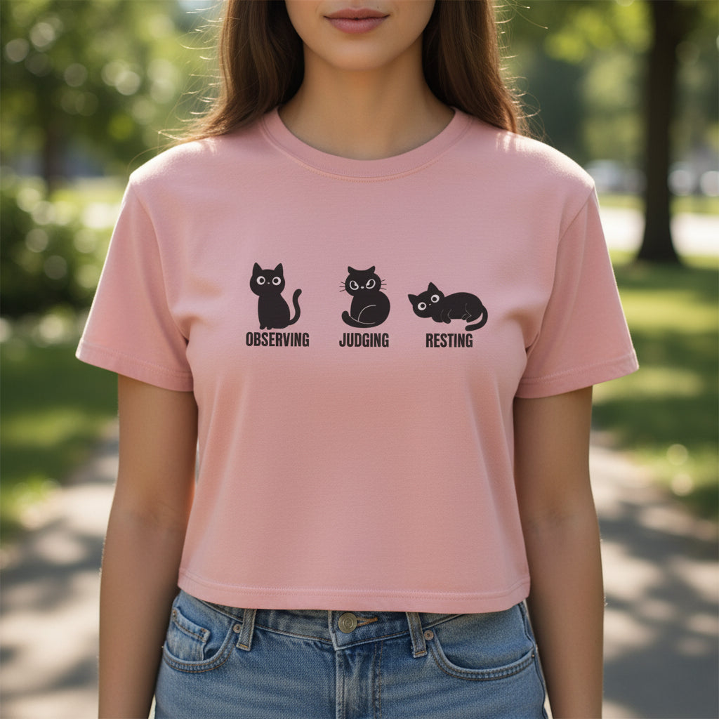 Observing Judging Resting Cat Tee | Boxy Cropped Cat Shirt