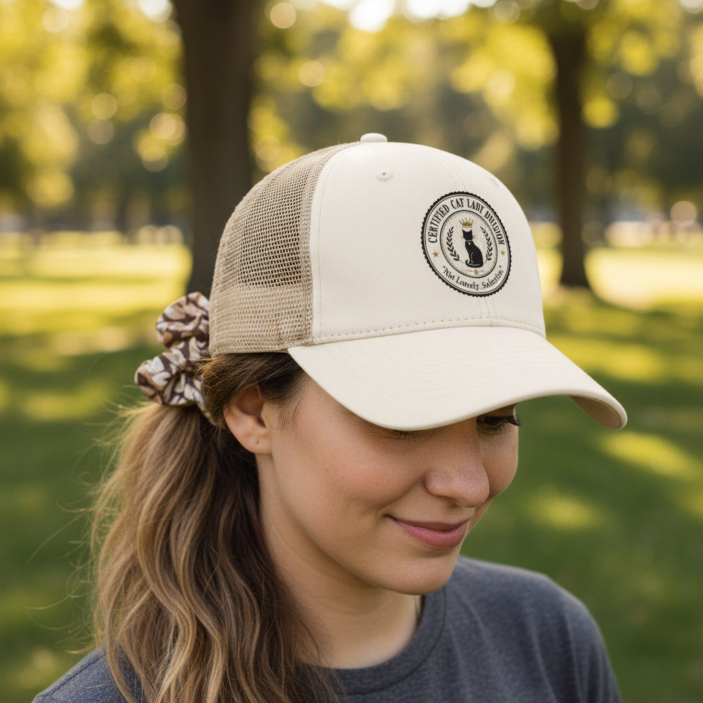 Certified Cat Lady Division Ponytail Cap | “Not Lonely. Selective.”