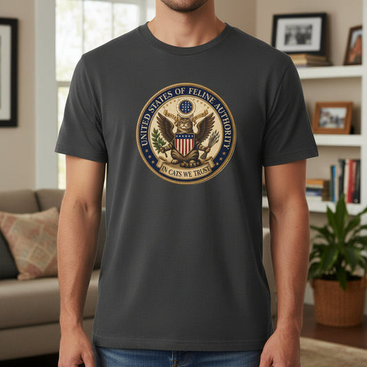 United States Of Feline Authority Vintage Seal Cat Tee