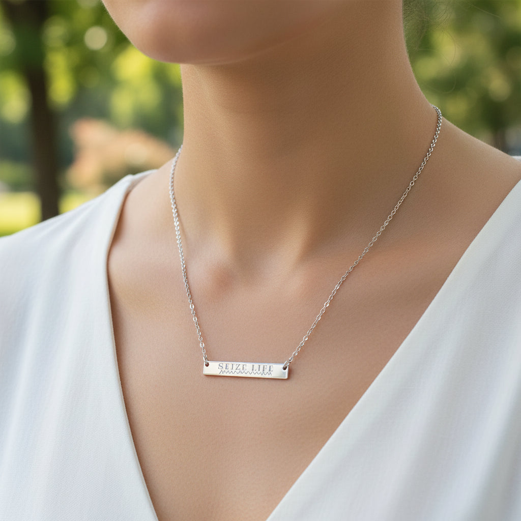 Seize Life – Engraved Bar Necklace (Epilepsy Awareness)