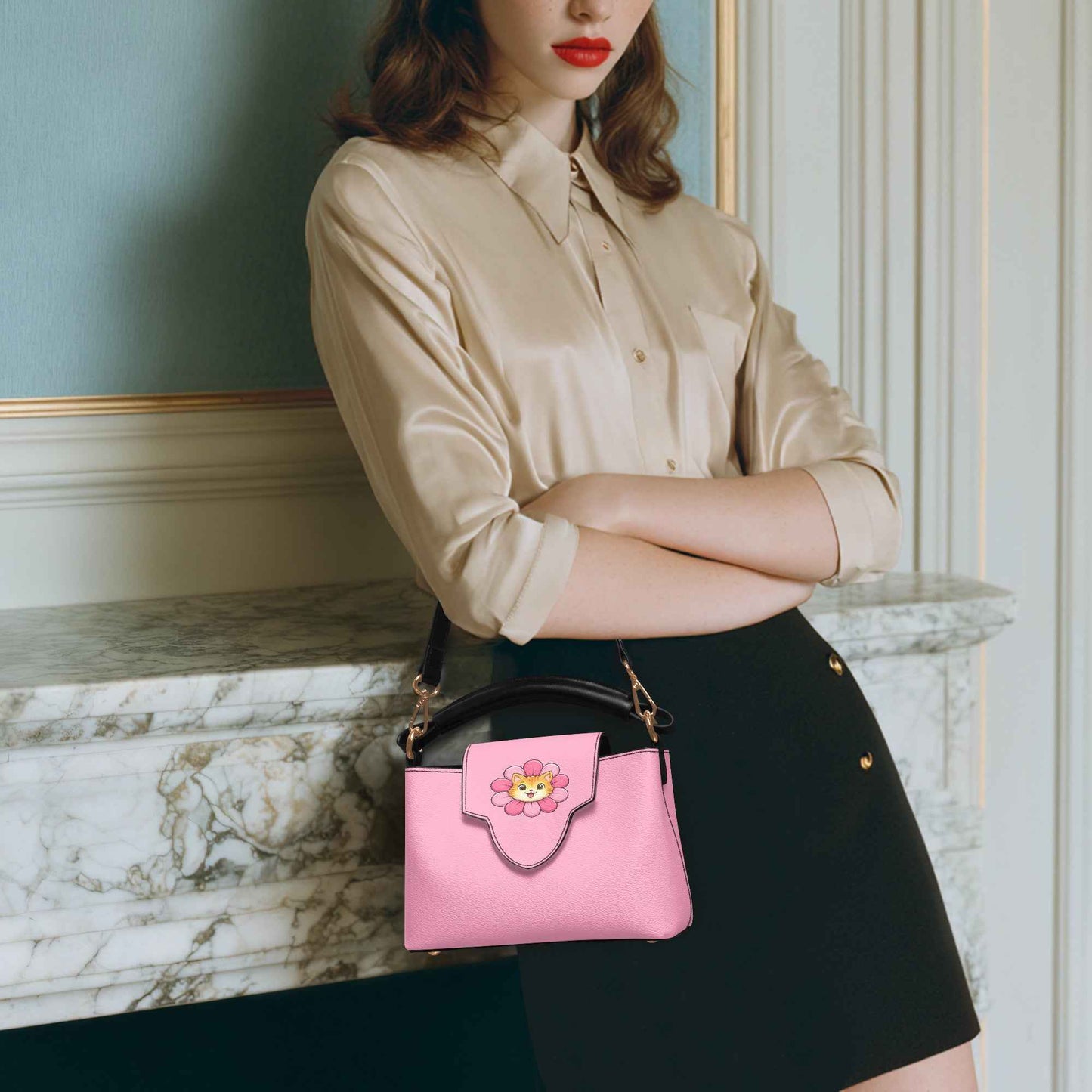 Petal Attitude Crossbody – Pink Cat Statement Bag