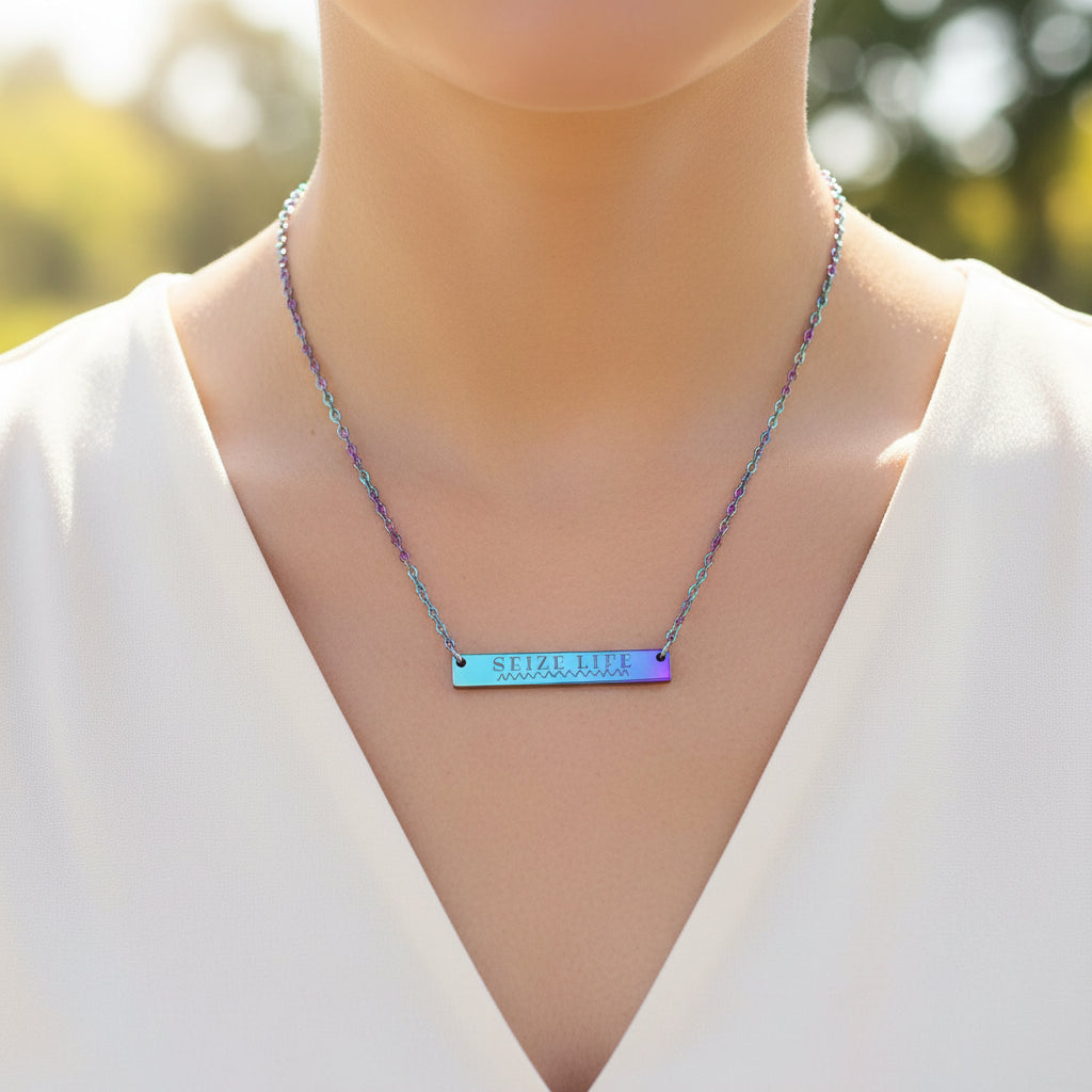 Seize Life – Engraved Bar Necklace (Epilepsy Awareness)