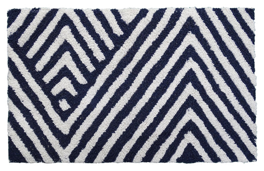 Bath Rug Chevron Pattern in Charcoal & Ivory