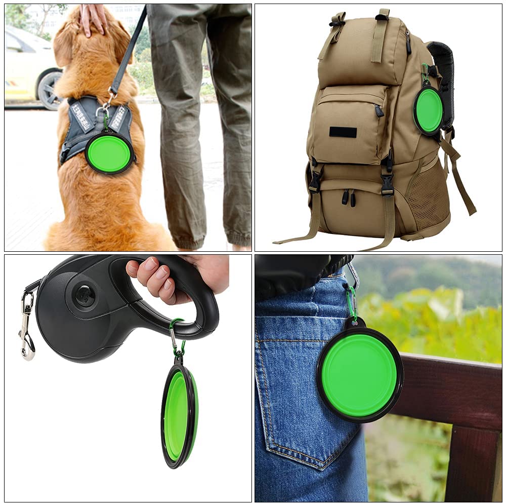 5" Portable and Foldable Small Dog Bowl-Green set of 5