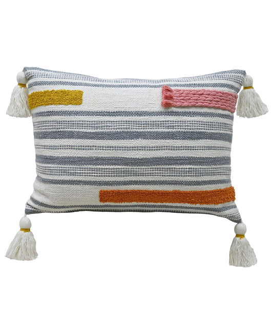 Handwoven Embroidery Braid Couch Decorative Pillow 14"x20"