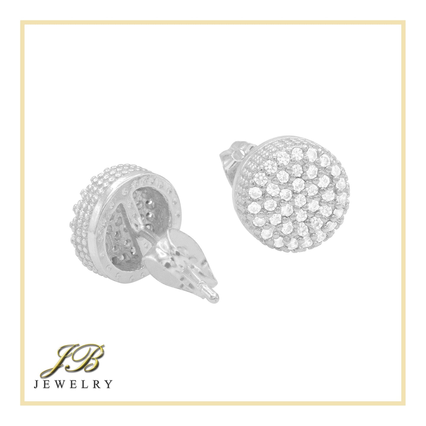 Round 4 Cubic Zirconia Earrings 14K Gold Filled Silver Hip Hop Studs Jewelry Women Men