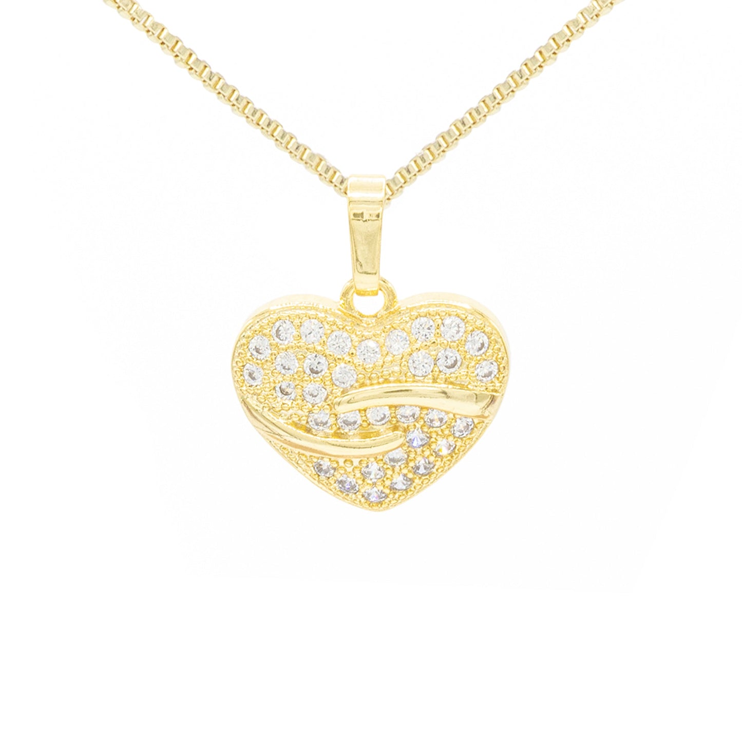Cubic Zirconia 14K Gold Filled Heart Pendant Necklace Set