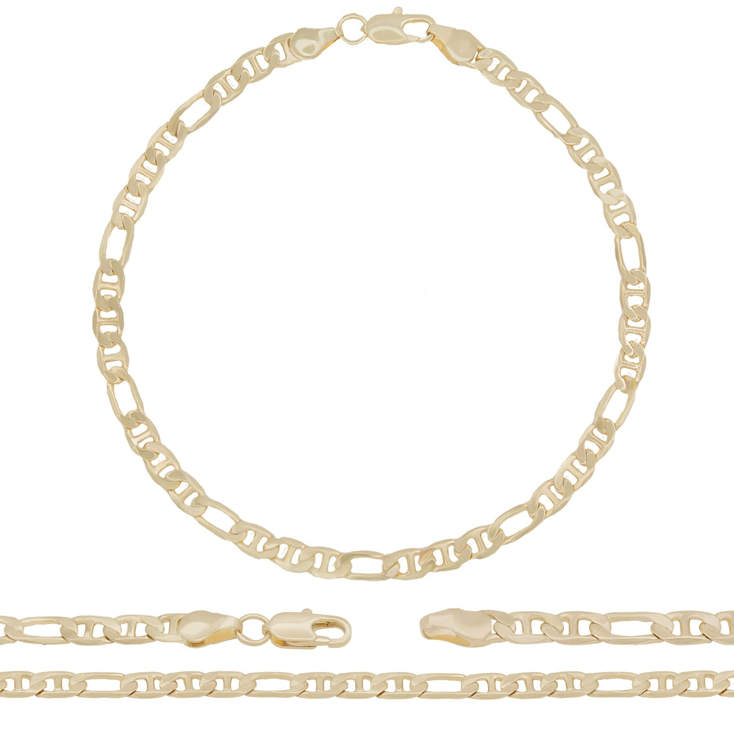 14K Gold Filled Anklet Figaro Mariner Chain Anklet 10" Women Jewelry