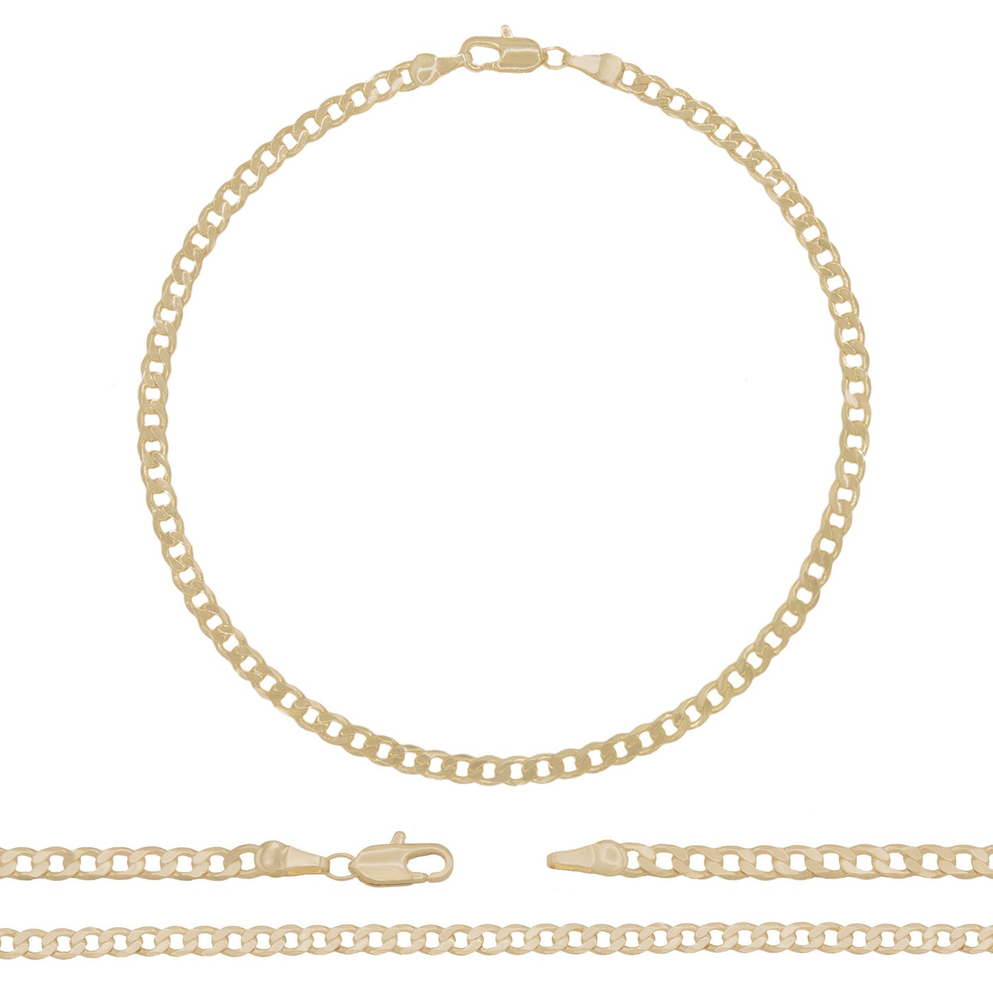 Cuban Link 14K Gold Filled Anklet Curb Chain 10'' Women Jewelry