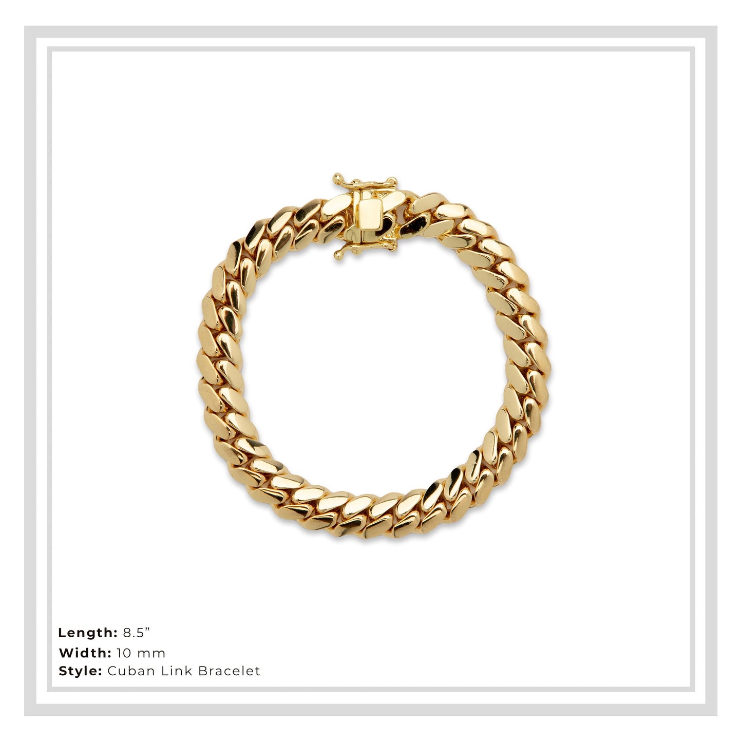 Miami Cuban Link Chain Bracelet 14K Gold Premium Plated 10-24mm Men Jewelry 8.5 inch