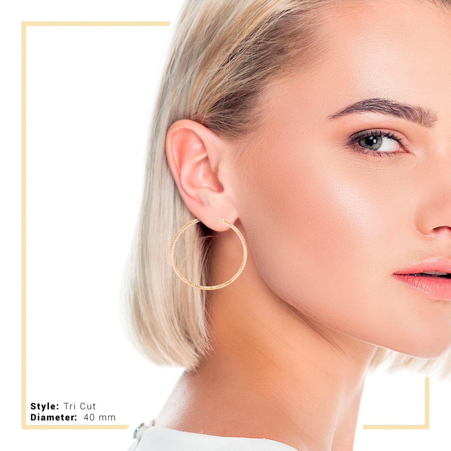 Tri Cut 14K Gold-Filled Hoop Women Earrings 4 mm Thick 25-80 mm