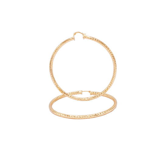 Tri Cut 14K Gold-Filled Hoop Women Earrings 4 mm Thick 25-80 mm