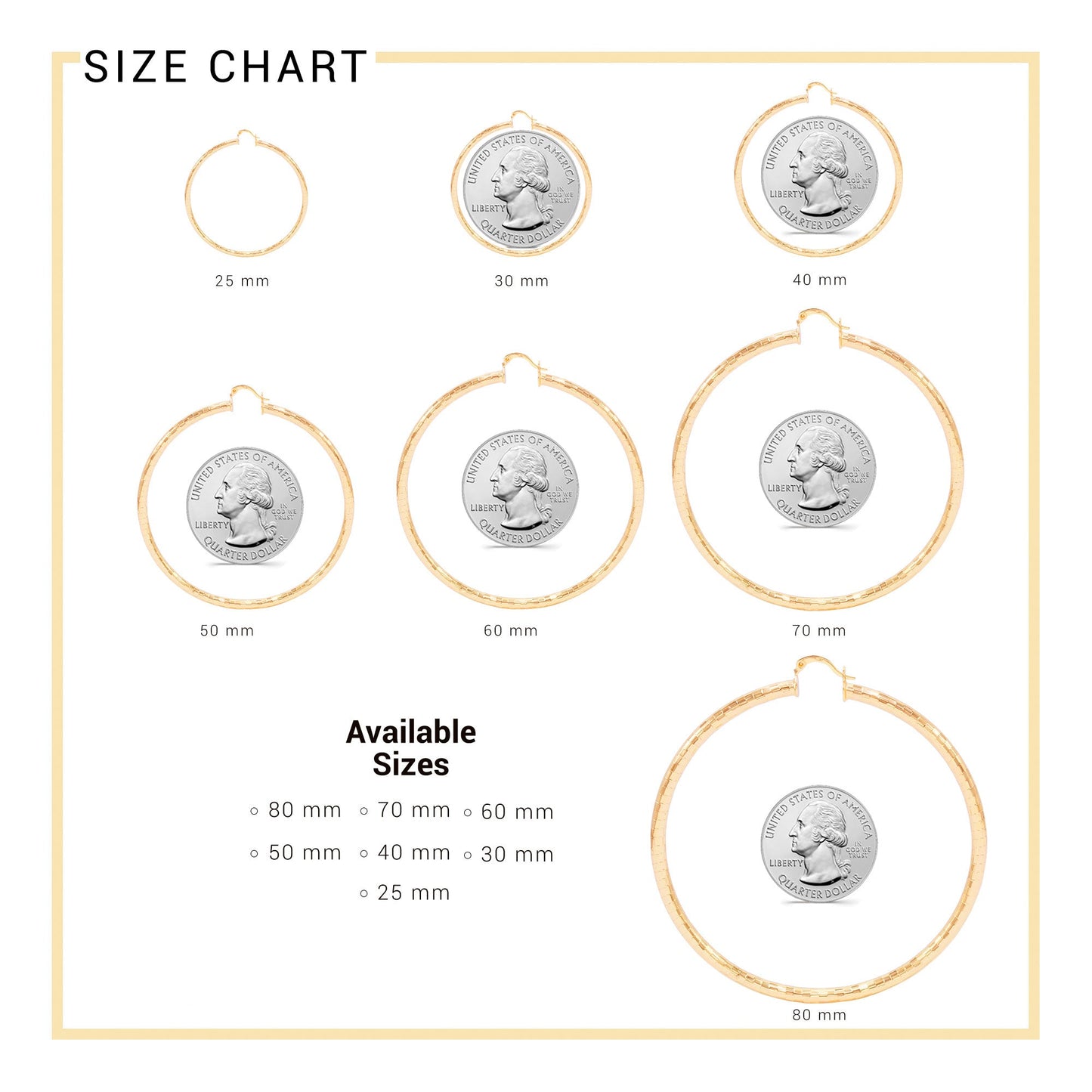 14K Gold-Filled Box Cut Hoop Women Earrings 4 mm Thick 25-80 mm